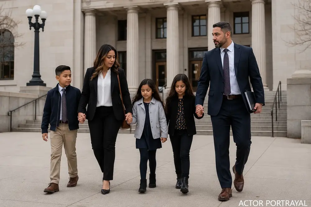 Family leaving courthouse