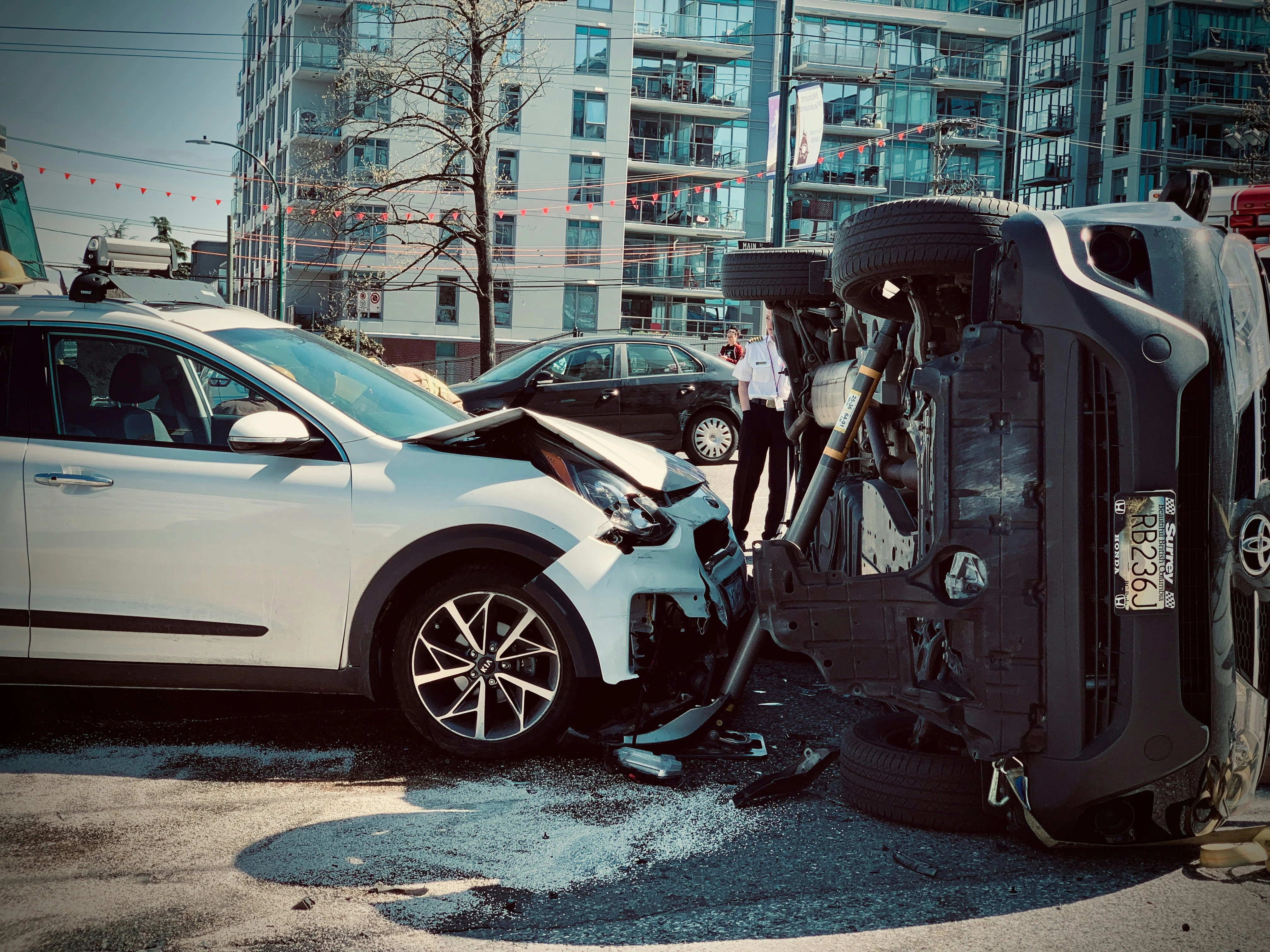Car crash accident scene